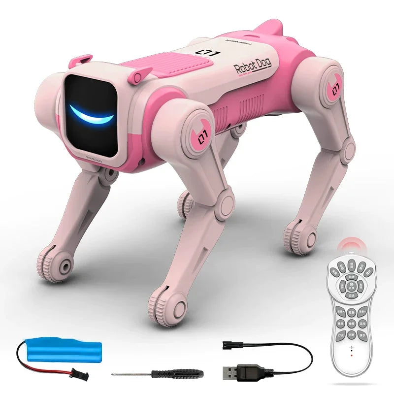 Cachorro Robô RC Inteligente com IA – Comando de Voz, Programável, Dança e Canta, Brinquedo Eletrônico Biônico