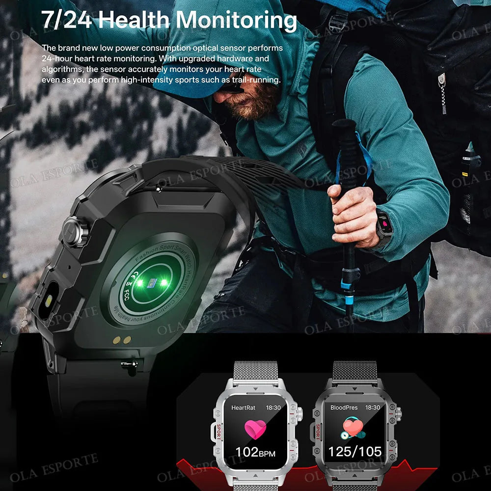 Smartwatch Robusto com Lanterna LED e Tela HD